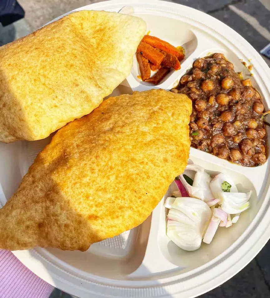 Chole Bhature - famous street food in Delhi